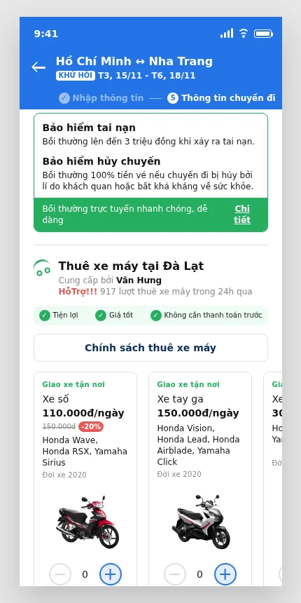 Preview: Xác nhận chính sách thuê xe